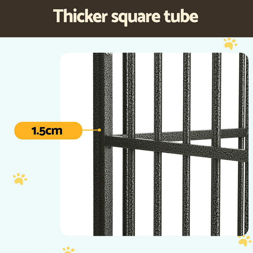 Small Animal Habitats & Cages: i.Pet Dog Cage Crate Large Puppy Cat Anti-Bite Pet Kennel Wheels w/Tray Metal