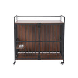 i.Pet 2-in-1 Wooden Dog Crate 99cm Pet Cage Furniture End Table Wheels Black