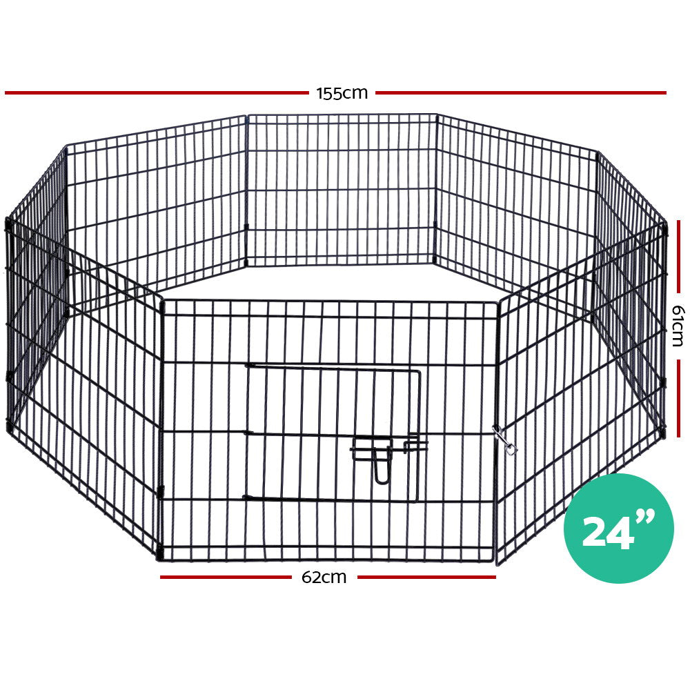 Dog Playpens & Gates: i.Pet 24" 8 Panel Dog Playpen Pet Fence Exercise Cage Enclosure Play Pen