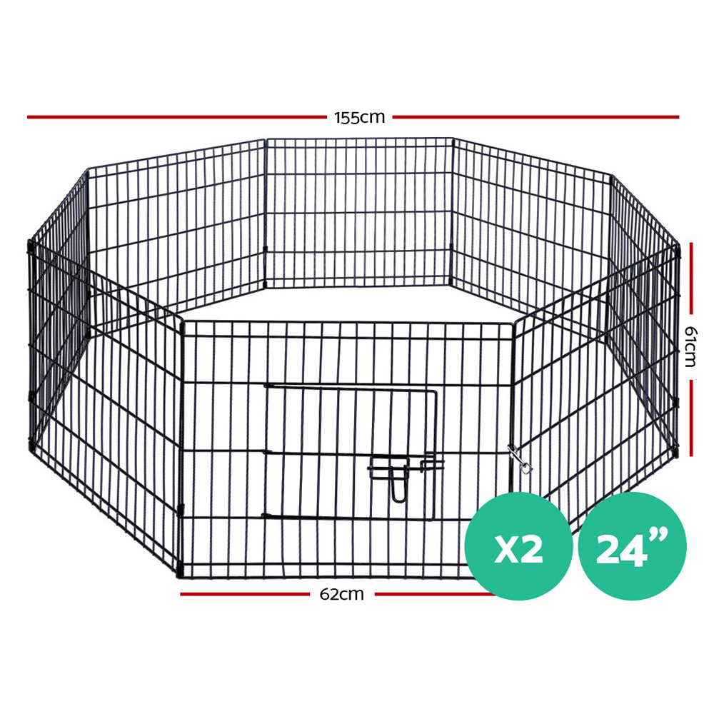 Dog Playpens & Gates: i.Pet 2x24" 8 Panel Dog Playpen Pet Fence Exercise Cage Enclosure Play Pen