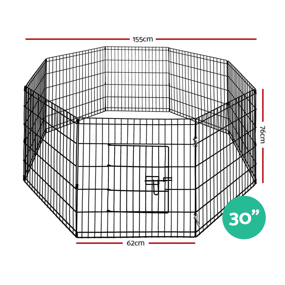 Dog Playpens & Gates: i.Pet 30" 8 Panel Dog Playpen Pet Fence Exercise Cage Enclosure Play Pen