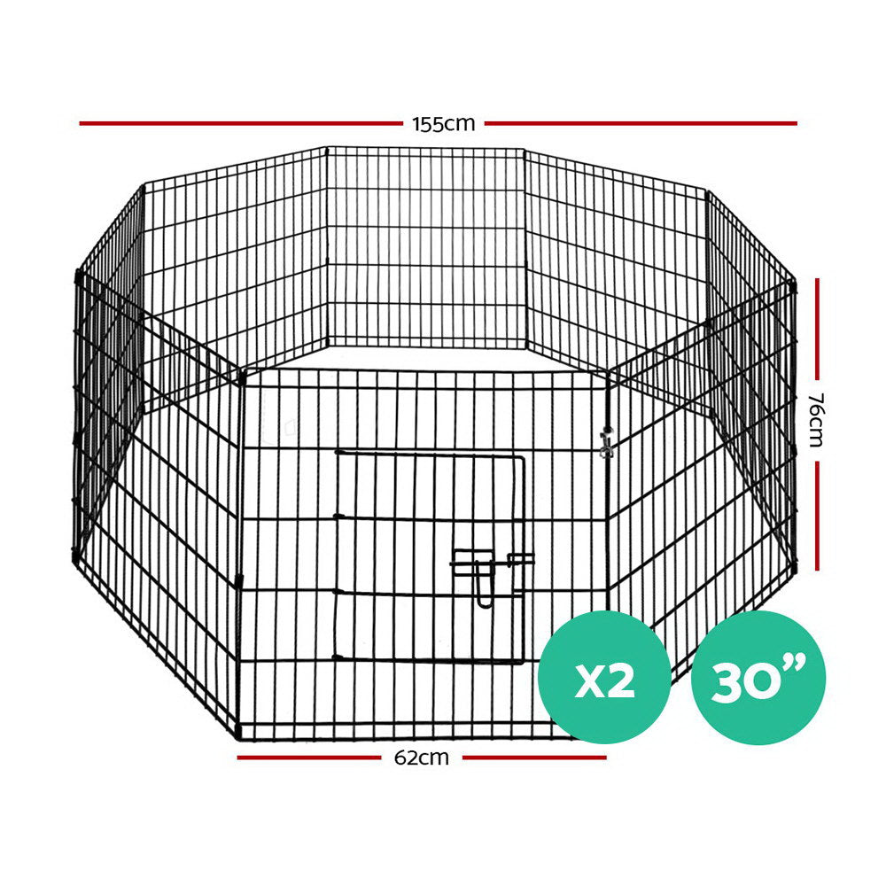 Dog Playpens & Gates: i.Pet 2x30" 8 Panel Dog Playpen Pet Fence Exercise Cage Enclosure Play Pen