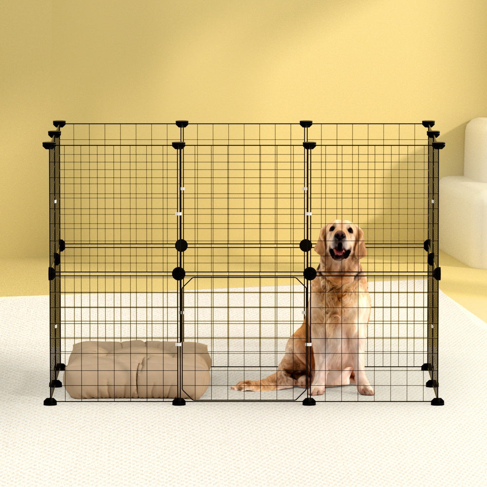 Dog Playpens & Gates: i.Pet Pet Dog Playpen Enclosure Cage 20 Panel Puppy Fence Play Pen Foldable Metal