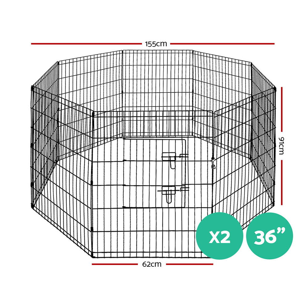 Dog Playpens & Gates: i.Pet 2x36" 8 Panel Dog Playpen Pet Fence Exercise Cage Enclosure Play Pen