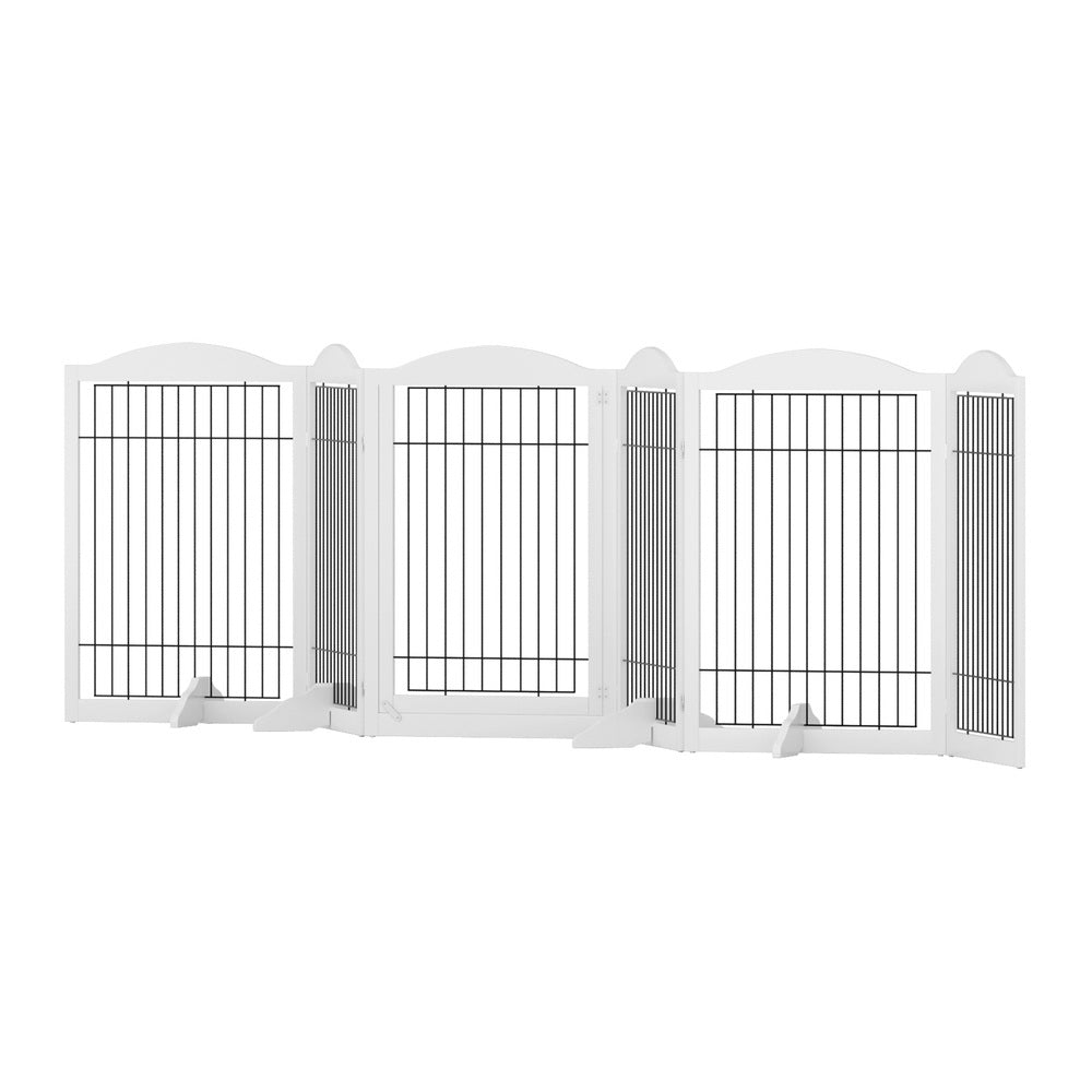 Dog Playpens & Gates: i.Pet Dog Playpen Enclosure 6 Panel Pet Fence Wooden Play Pen