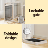 Dog Playpens & Gates: i.Pet Dog Playpen Enclosure 6 Panel Pet Fence Wooden Play Pen