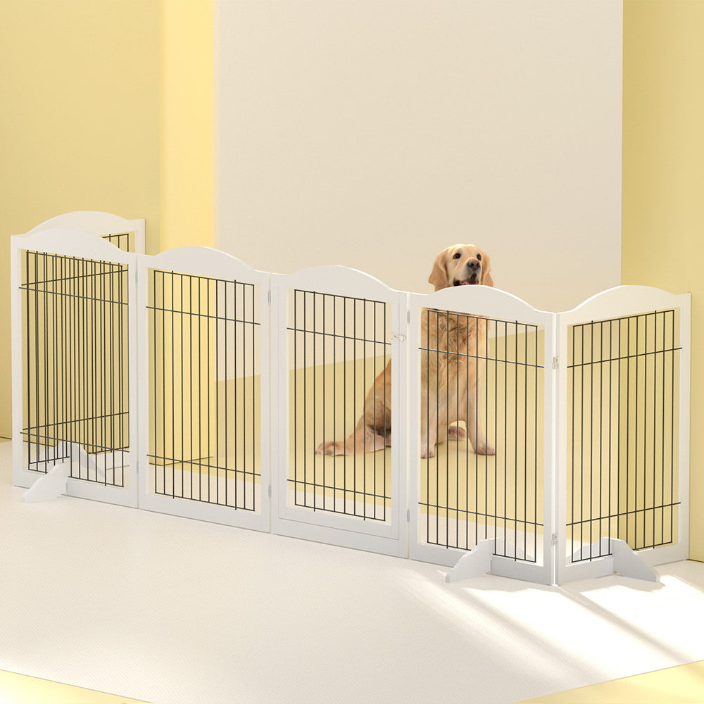 Dog Playpens & Gates: i.Pet Dog Playpen Enclosure 6 Panel Pet Fence Wooden Play Pen