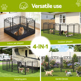 Dog Playpens & Gates: i.Pet Pet Dog Playpen Heavy-Duty Enclosure Multi-Configuration Indoor Outdoor Black