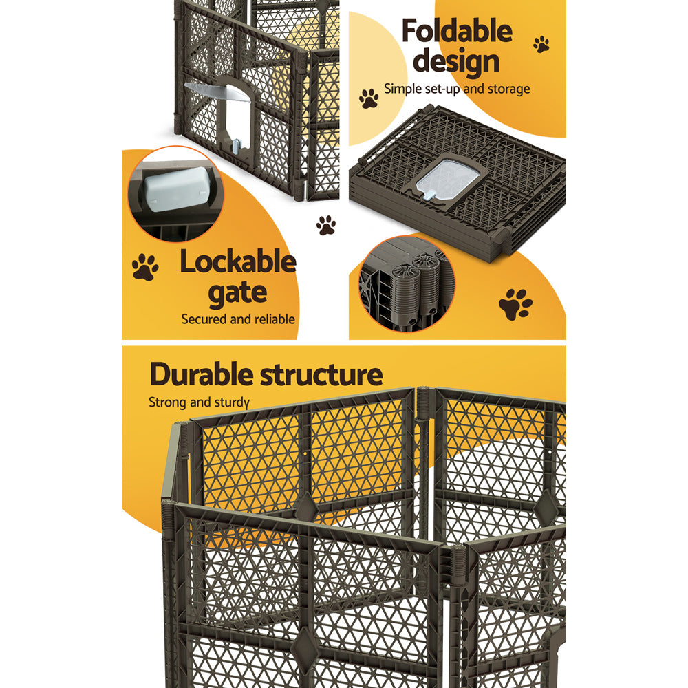 Dog Playpens & Gates: i.Pet Dog Playpen Enclosure 6 Panel Pet Fence Plastic Play Pen