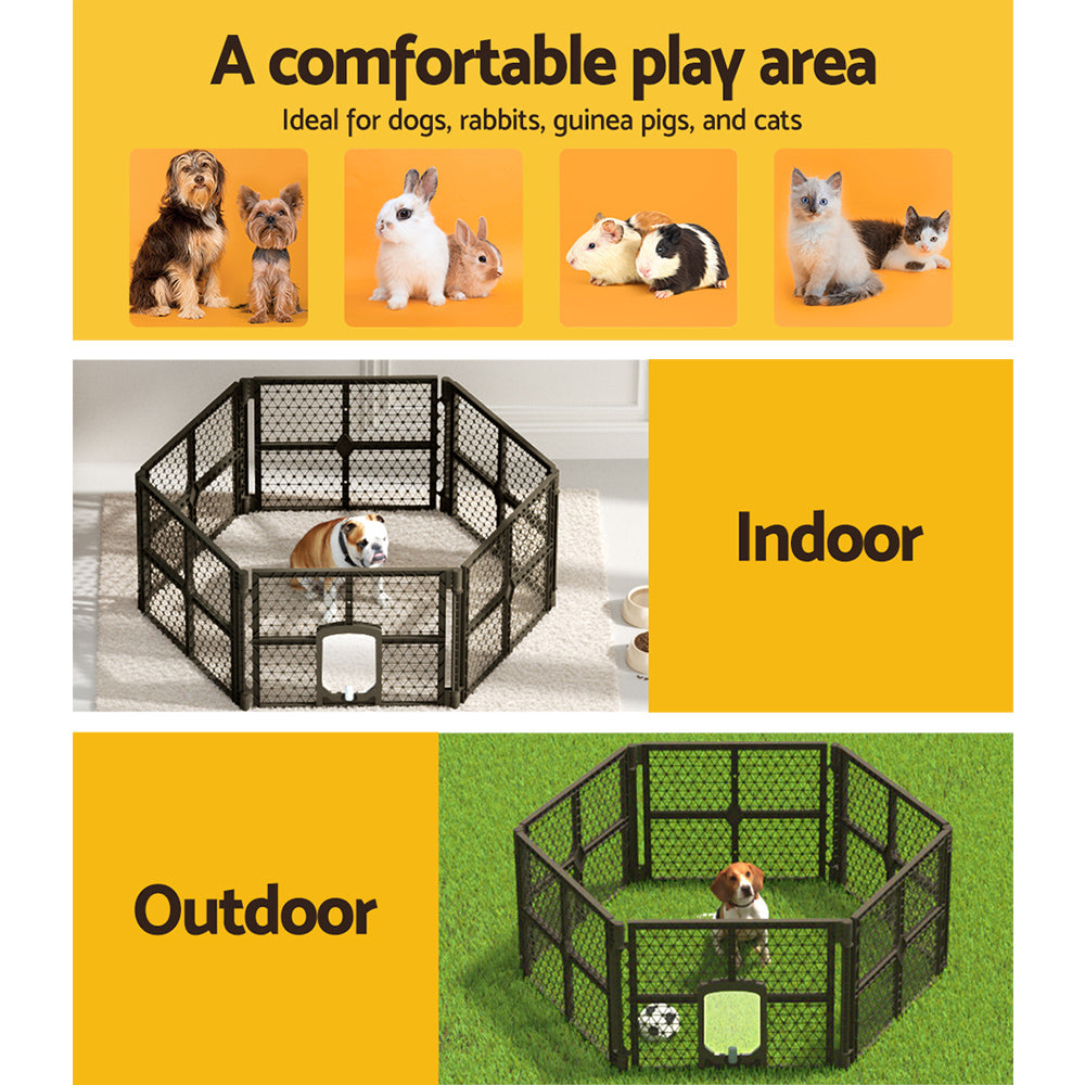 Dog Playpens & Gates: i.Pet Dog Playpen Enclosure 6 Panel Pet Fence Plastic Play Pen