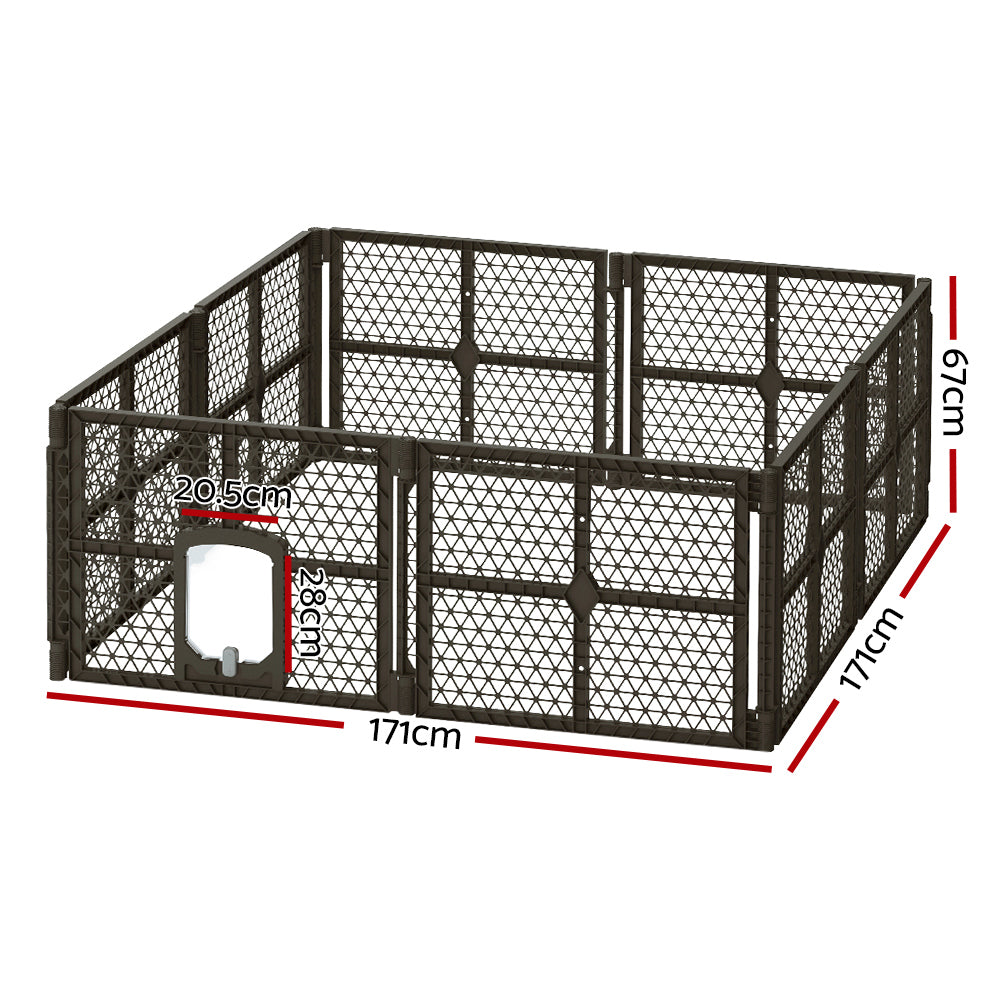 Dog Playpens & Gates: i.Pet Dog Playpen Enclosure 8 Panel Pet Fence Plastic Play Pen