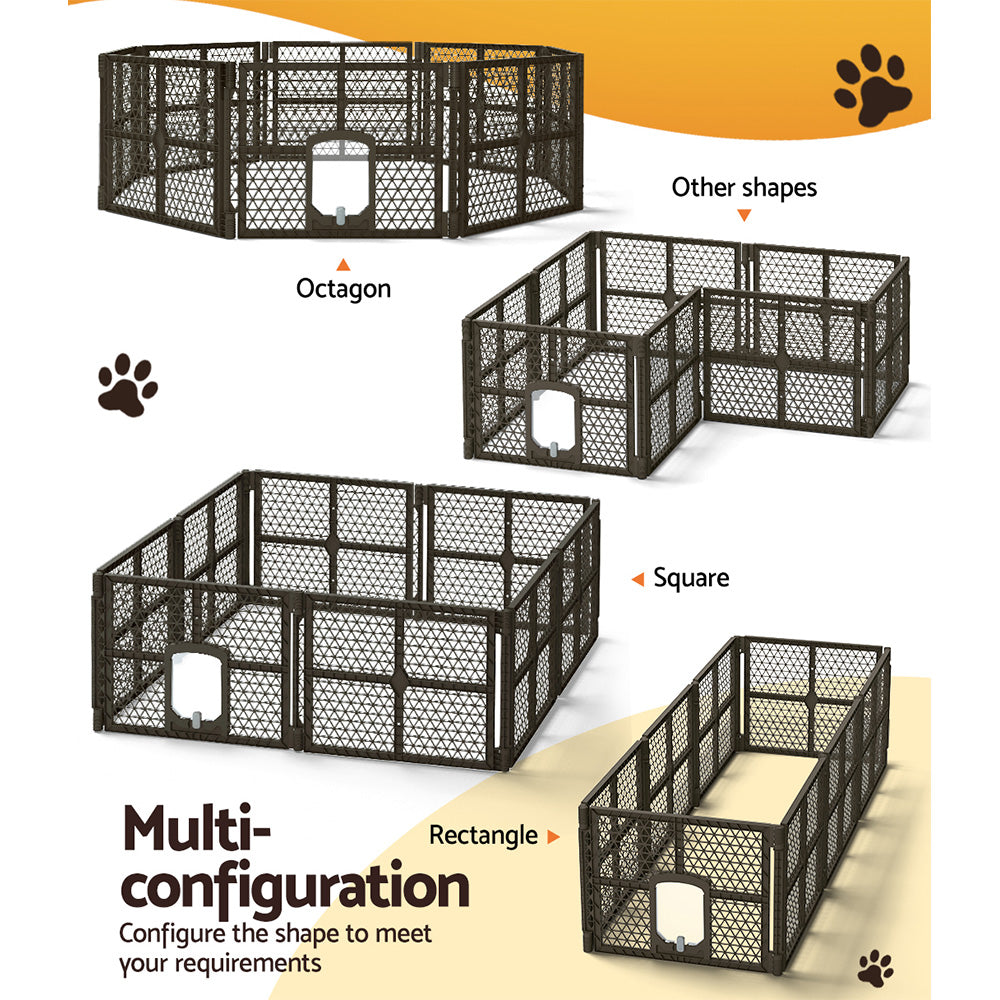 Dog Playpens & Gates: i.Pet Dog Playpen Enclosure 8 Panel Pet Fence Plastic Play Pen
