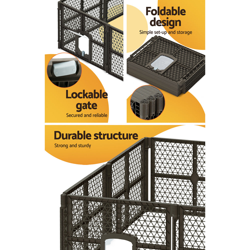 Dog Playpens & Gates: i.Pet Dog Playpen Enclosure 8 Panel Pet Fence Plastic Play Pen