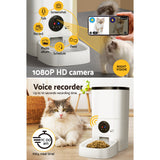 Dog Bowls, Feeders & Waterers: i.Pet Automatic Pet Feeder 6L Wifi Camera Dog Cat Smart Food Dispenser Timer