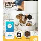 Dog Bowls, Feeders & Waterers: i.Pet Automatic Pet Feeder 6L Wifi Camera Dog Cat Smart Food Dispenser Timer