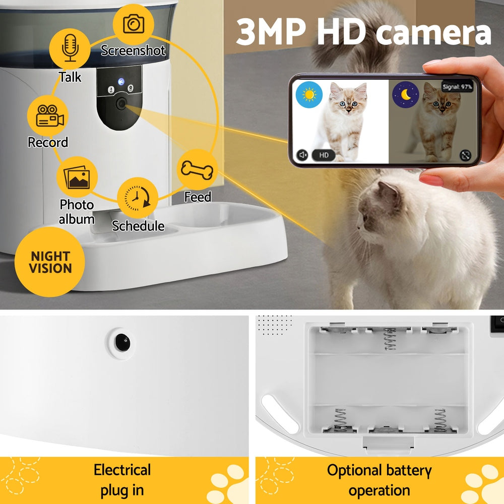 Dog Bowls, Feeders & Waterers: i.Pet Automatic Pet Feeder Dog Cat Camera Wifi Smart Food Dispenser Timer 7L APP