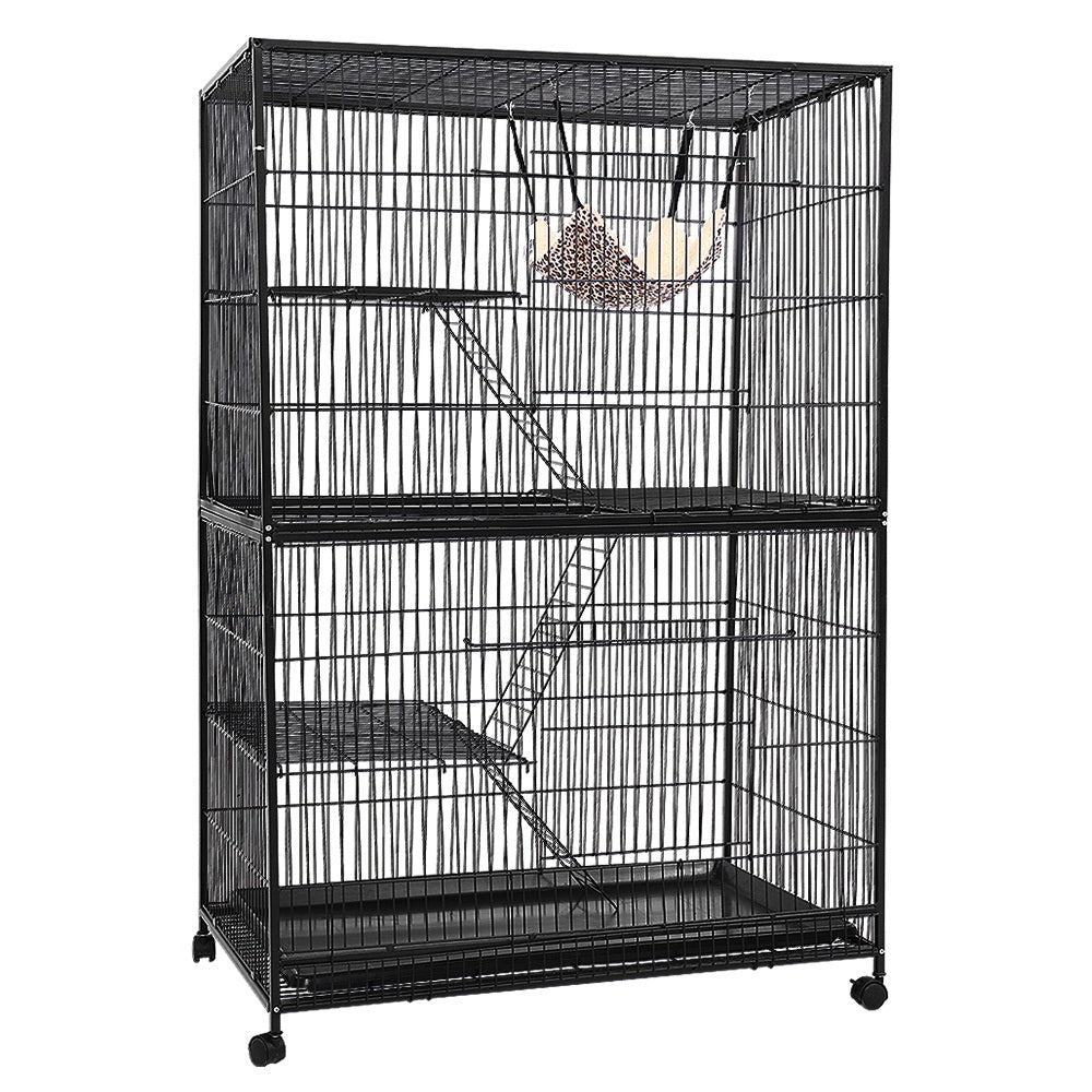 Small Animal Habitats & Cages: i.Pet Rabbit Cage 142cm Hutch 4 Level Bird Guinea Pig Ferret
