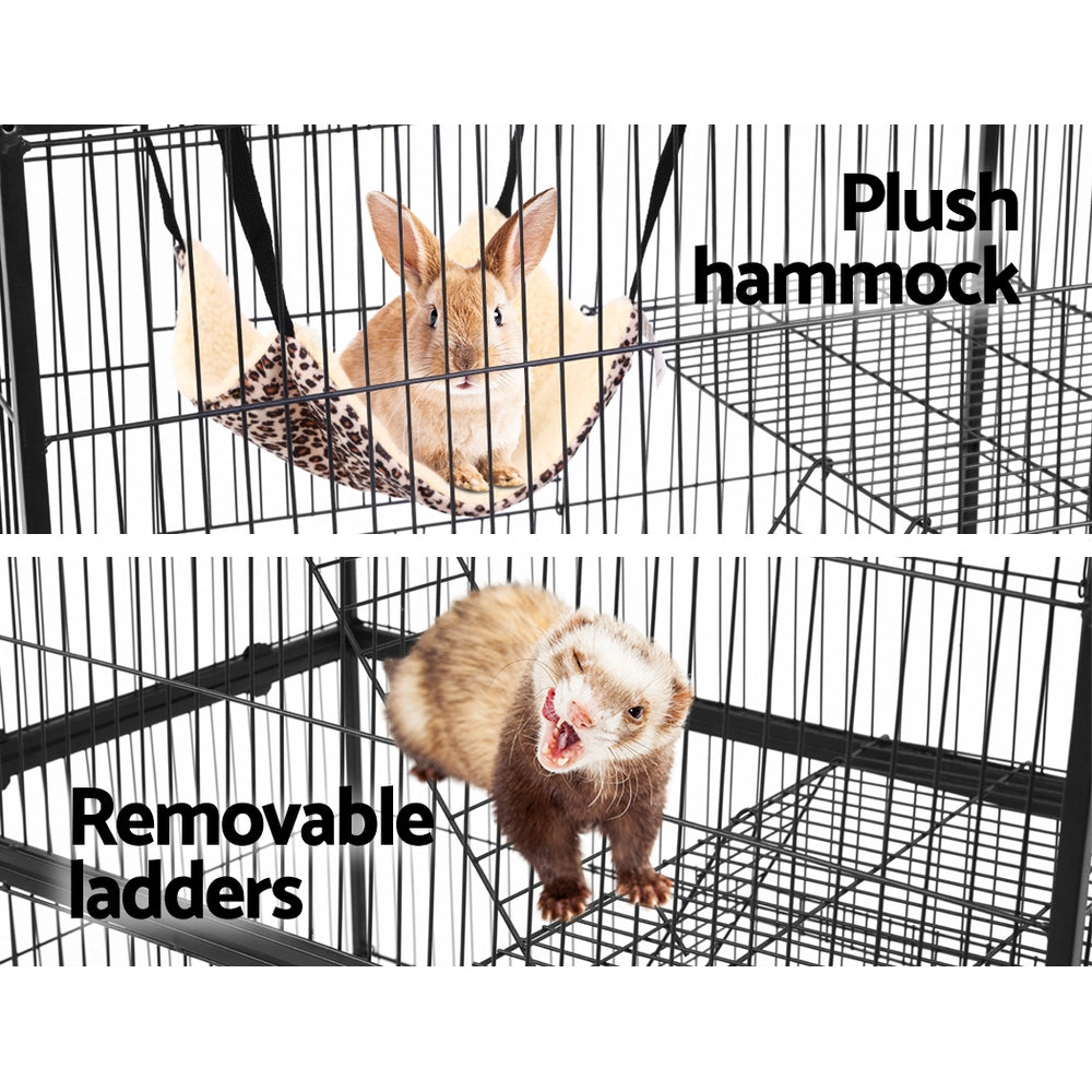 Small Animal Habitats & Cages: i.Pet Rabbit Cage 142cm Hutch 4 Level Bird Guinea Pig Ferret