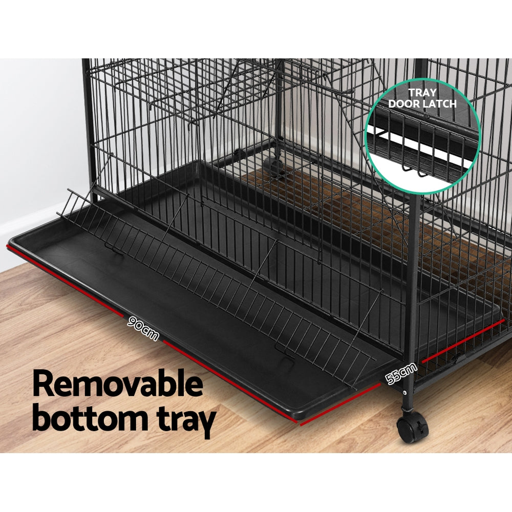 Small Animal Habitats & Cages: i.Pet Rabbit Cage 142cm Hutch 4 Level Bird Guinea Pig Ferret