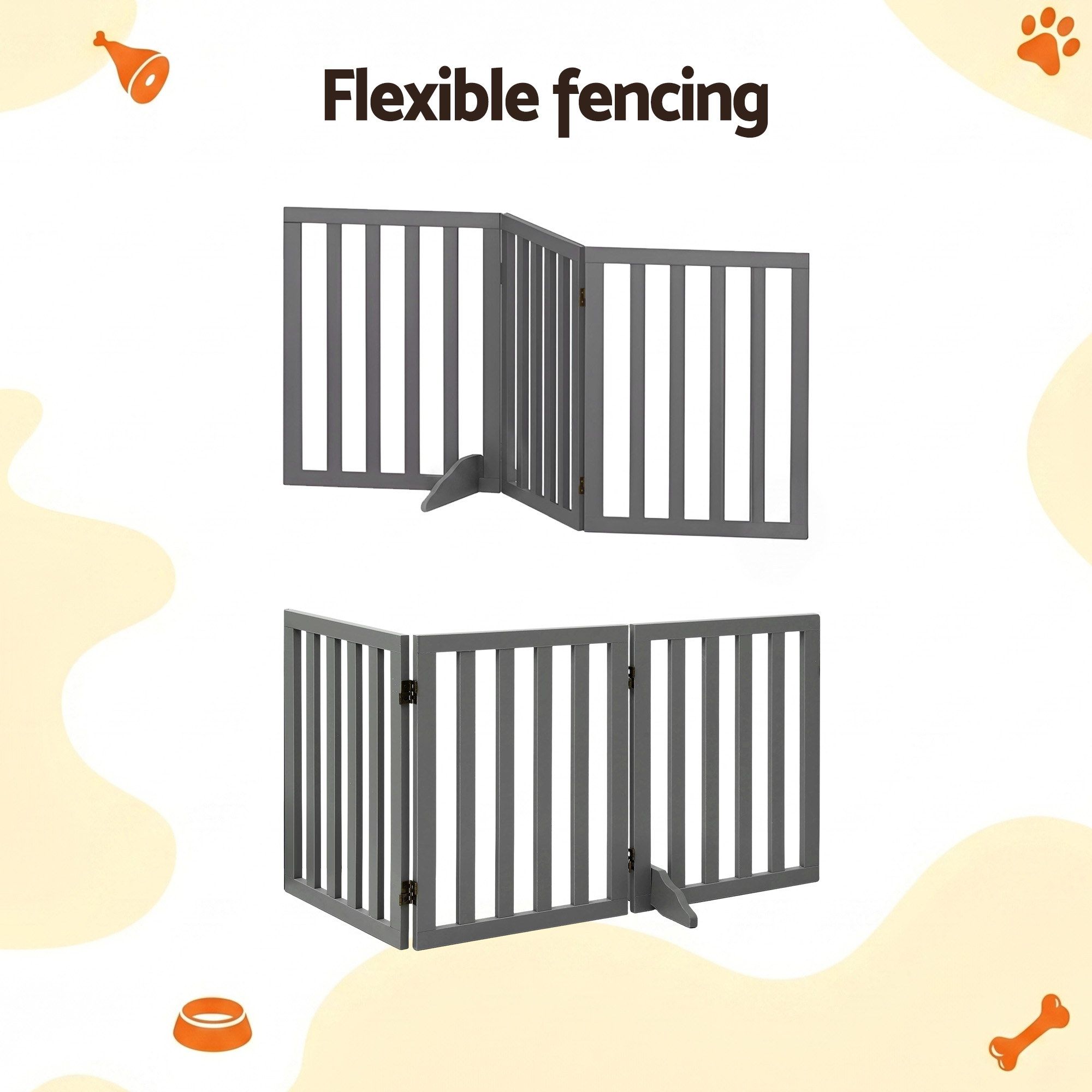 i.Pet Dog Gate Playpen Enclosure 3 Panels Pet Door Fence Wooden Play Pen Stair