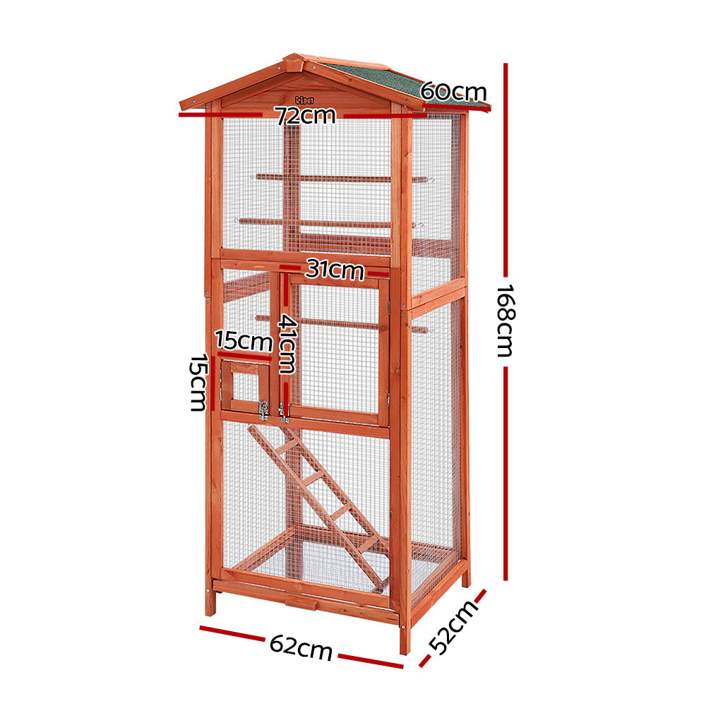 Bird Cages & Stands: i.Pet Bird Cage 72cm x 60cm x 168cm Pet Cages Large Aviary Parrot Carrier Travel Canary Wooden XL