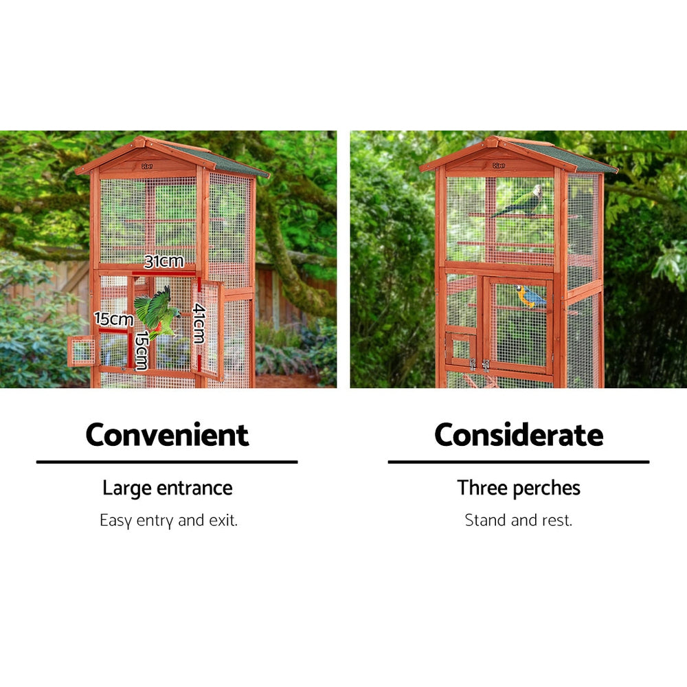 Bird Cages & Stands: i.Pet Bird Cage 72cm x 60cm x 168cm Pet Cages Large Aviary Parrot Carrier Travel Canary Wooden XL