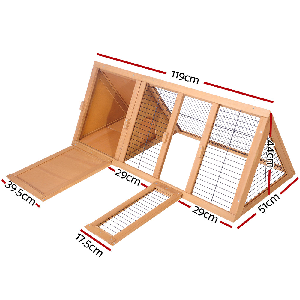 Small Animal Habitats & Cages: i.Pet Rabbit Hutch Chicken Coop 119cm x 51cm x 44cm Chicken Coop Large Run Wooden Cage Outdoor