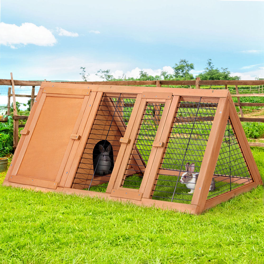 Small Animal Habitats & Cages: i.Pet Rabbit Hutch Chicken Coop 119cm x 51cm x 44cm Chicken Coop Large Run Wooden Cage Outdoor
