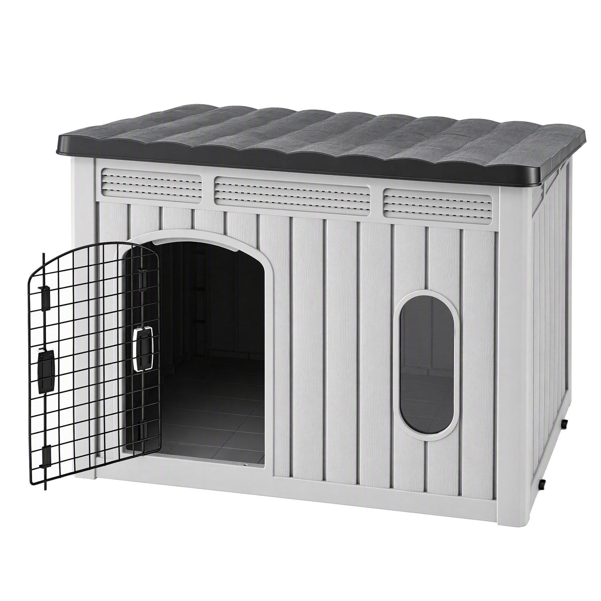 i.Pet 109cm Large Dog House Outdoor Pet Kennel with Metal Door Grey