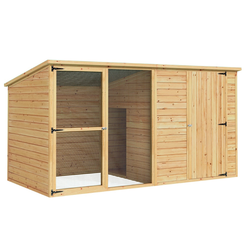 Dog Kennels: i.Pet Dog Kennel Extra Large 2.28M Wooden House Bed Outdoor Pet Puppy Cabin Log