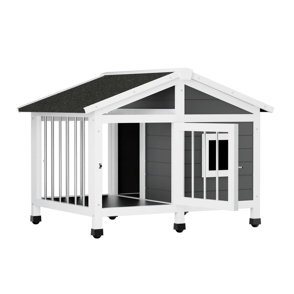 Dog Kennels: i.Pet Dog Kennel House Large Wooden Outdoor Pet Kennels Indoor Puppy Cabin Home