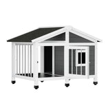 Dog Kennels: i.Pet Dog Kennel House Large Wooden Outdoor Pet Kennels Indoor Puppy Cabin Home