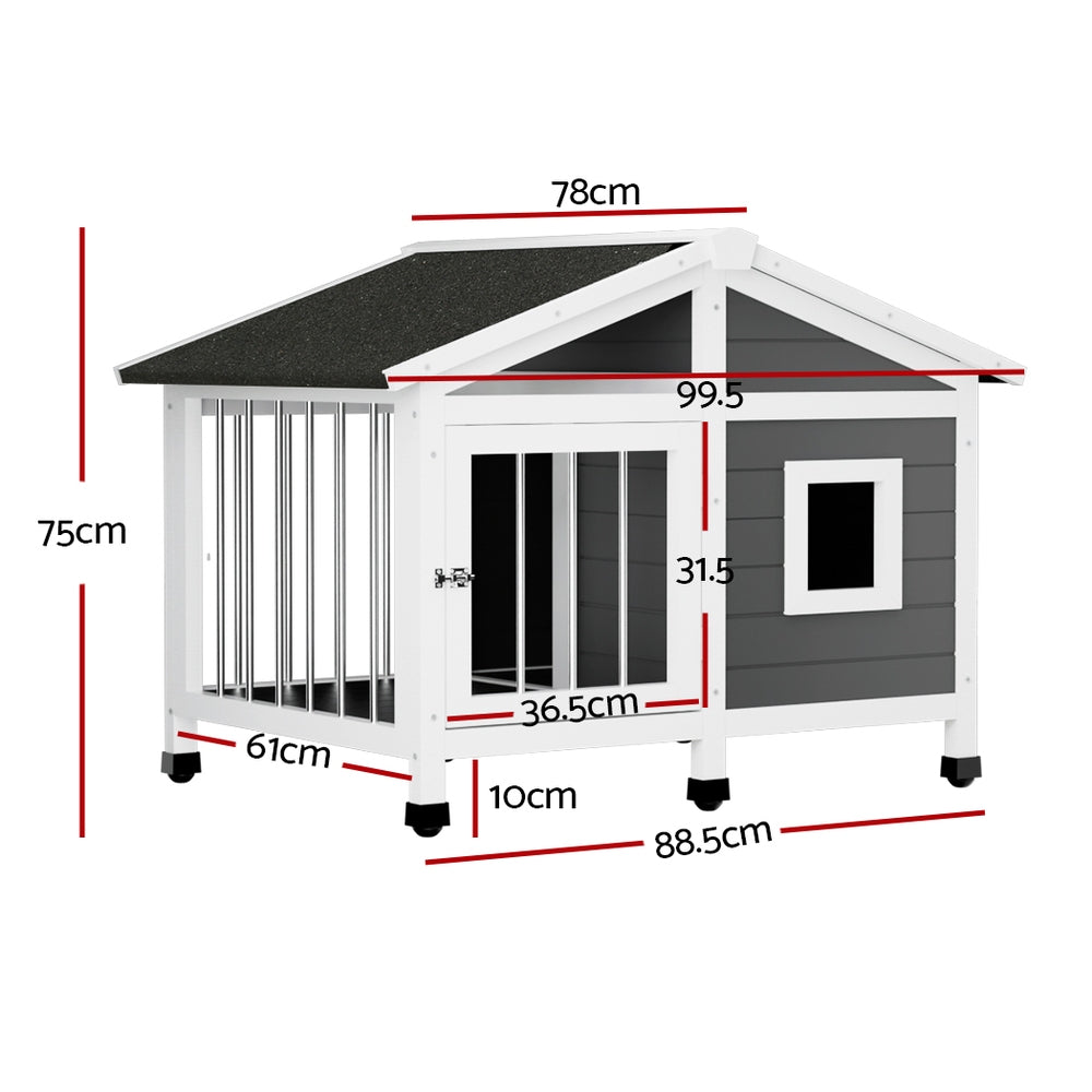 Dog Kennels: i.Pet Dog Kennel House Large Wooden Outdoor Pet Kennels Indoor Puppy Cabin Home