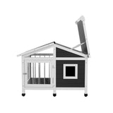 Dog Kennels: i.Pet Dog Kennel House Large Wooden Outdoor Pet Kennels Indoor Puppy Cabin Home
