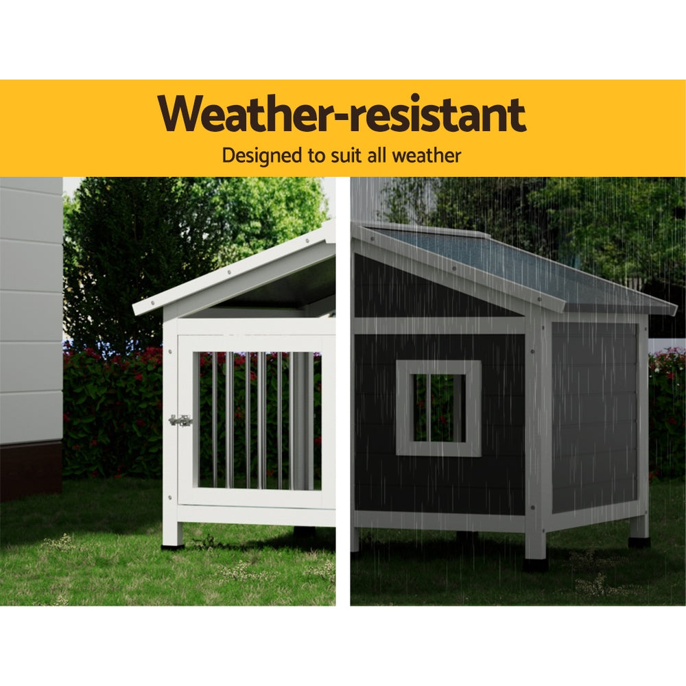 Dog Kennels: i.Pet Dog Kennel House Large Wooden Outdoor Pet Kennels Indoor Puppy Cabin Home