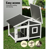 Dog Kennels: i.Pet Dog Kennel House Large Wooden Outdoor Pet Kennels Indoor Puppy Cabin Home