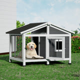 Dog Kennels: i.Pet Dog Kennel House Large Wooden Outdoor Pet Kennels Indoor Puppy Cabin Home