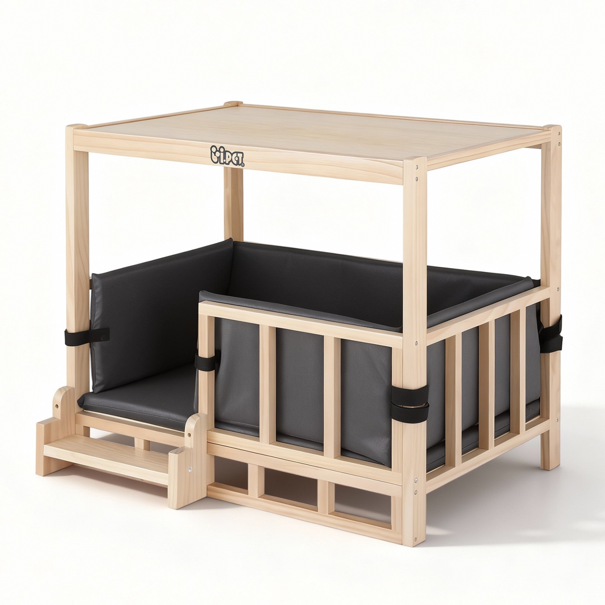 Dog Kennels: i.Pet 2in1 Dog Kennel Crate Furniture Grey Bedding Wooden House Indoor