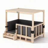 Dog Kennels: i.Pet 2in1 Dog Kennel Crate Furniture Grey Bedding Wooden House Indoor