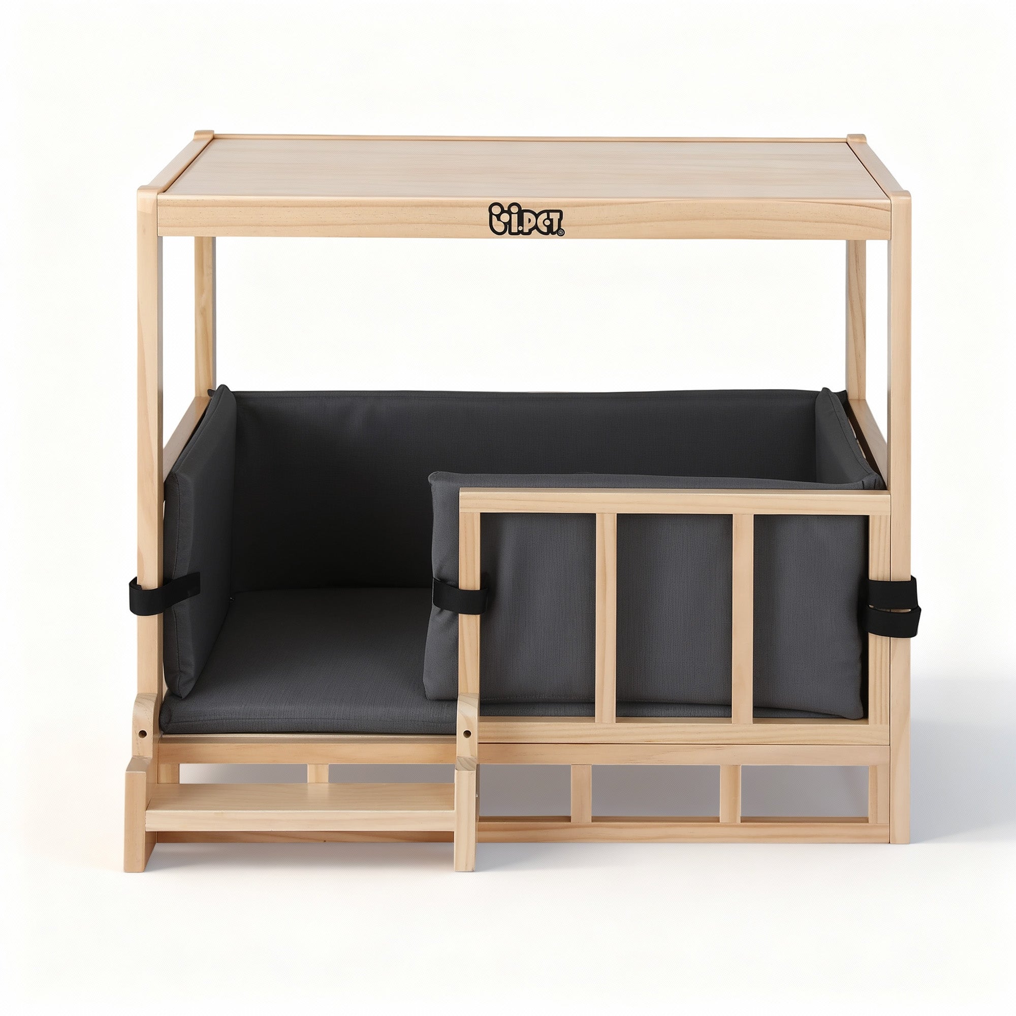 Dog Kennels: i.Pet 2in1 Dog Kennel Crate Furniture Grey Bedding Wooden House Indoor