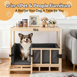 Dog Kennels: i.Pet 2in1 Dog Kennel Crate Furniture Grey Bedding Wooden House Indoor
