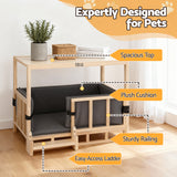 Dog Kennels: i.Pet 2in1 Dog Kennel Crate Furniture Grey Bedding Wooden House Indoor