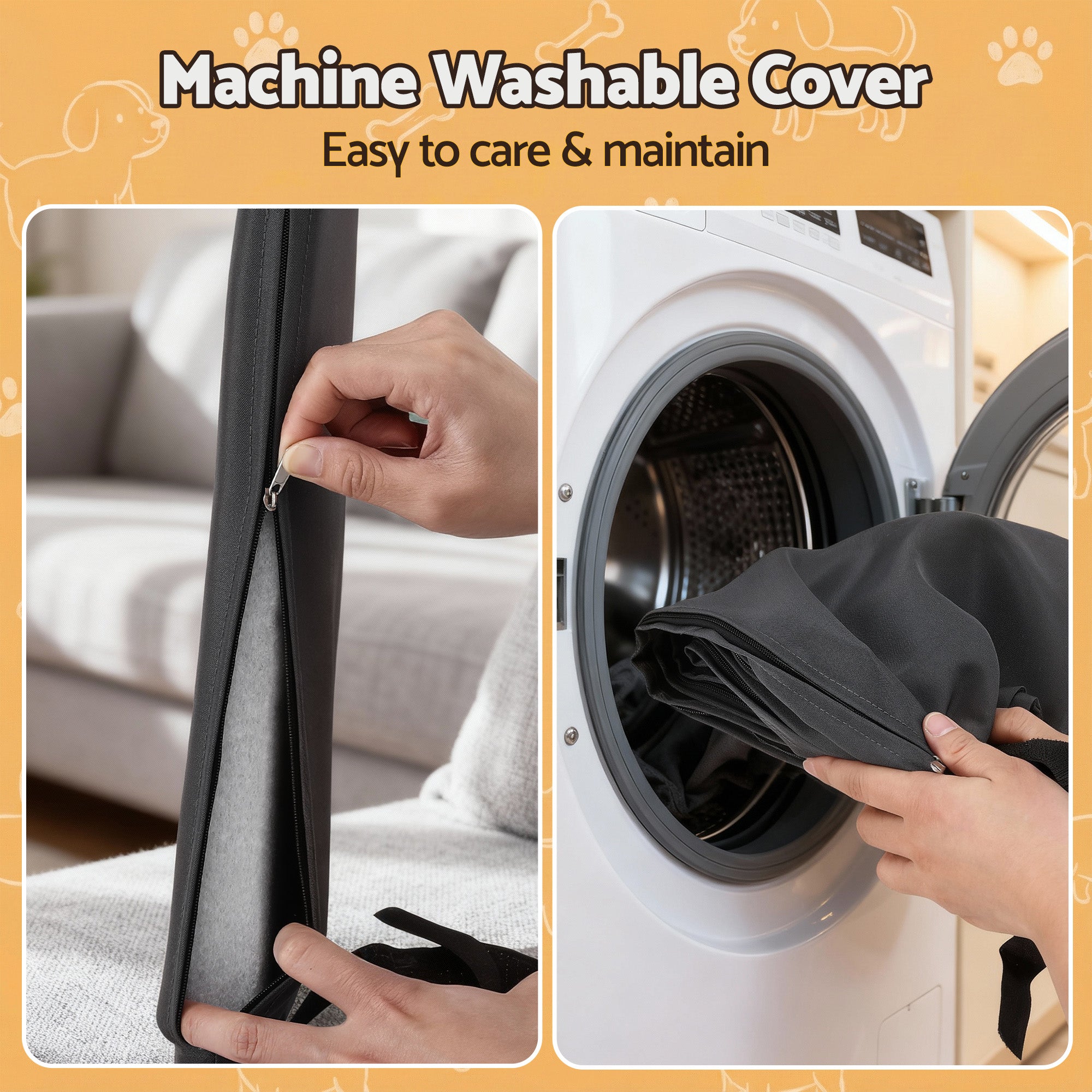 Dog Kennels: i.Pet 2in1 Dog Kennel Crate Furniture Grey Bedding Wooden House Indoor