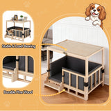 Dog Kennels: i.Pet 2in1 Dog Kennel Crate Furniture Grey Bedding Wooden House Indoor