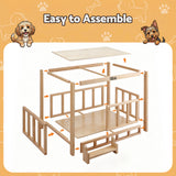 Dog Kennels: i.Pet 2in1 Dog Kennel Crate Furniture Grey Bedding Wooden House Indoor