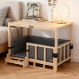 Dog Kennels: i.Pet 2in1 Dog Kennel Crate Furniture Grey Bedding Wooden House Indoor