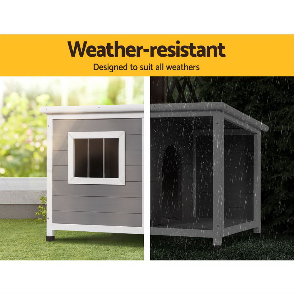 Dog Kennels: i.Pet Dog Kennel House Large Wooden Outdoor Pet Kennels Indoor Puppy Cabin Log