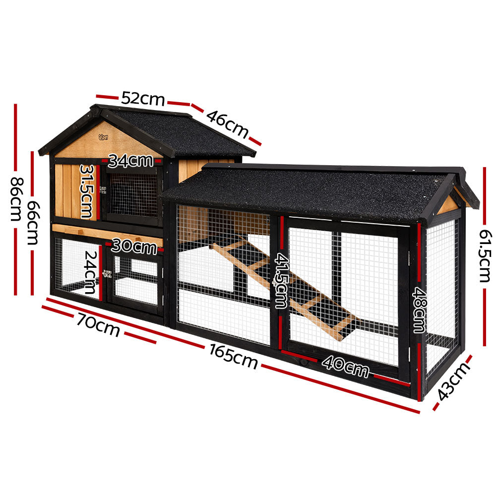 Small Animal Habitats & Cages: i.Pet Chicken Coop Rabbit Hutch 165cm x 43cm x 86cm Chicken Coop Large Run House Cage Wooden Outdoor