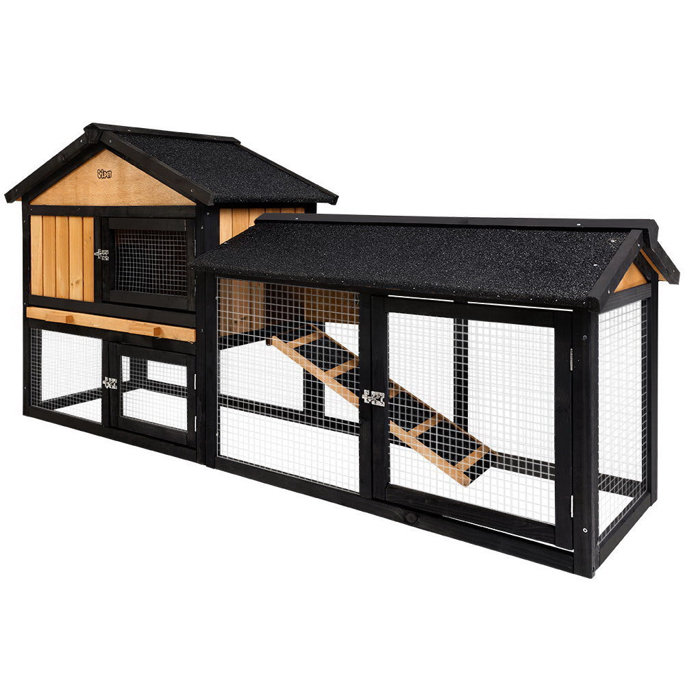 Small Animal Habitats & Cages: i.Pet Chicken Coop Rabbit Hutch 165cm x 43cm x 86cm Chicken Coop Large Run House Cage Wooden Outdoor