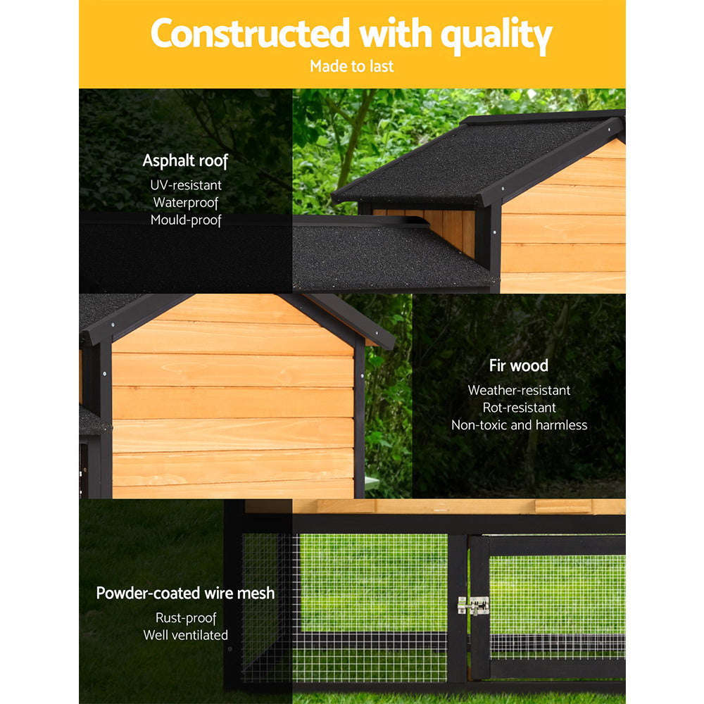 Small Animal Habitats & Cages: i.Pet Chicken Coop Rabbit Hutch 165cm x 43cm x 86cm Chicken Coop Large Run House Cage Wooden Outdoor